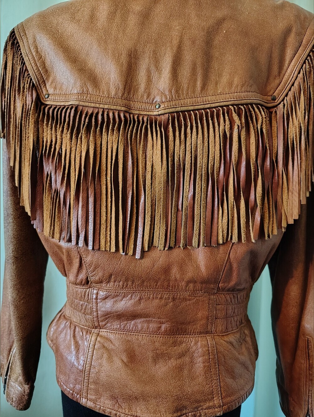 Wilsons Leather Fringe Tassel Jacket Burnt Orange Women 80s Vintage Retro Medium - Picture 7 of 16